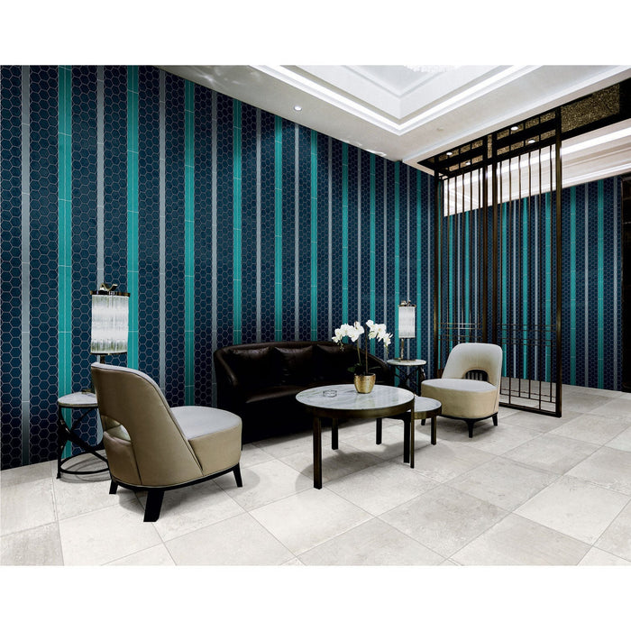 Marazzi - Artistic Reflections™ 3 in. Hexagon Mosaic - Twilight Glossy Room Scene