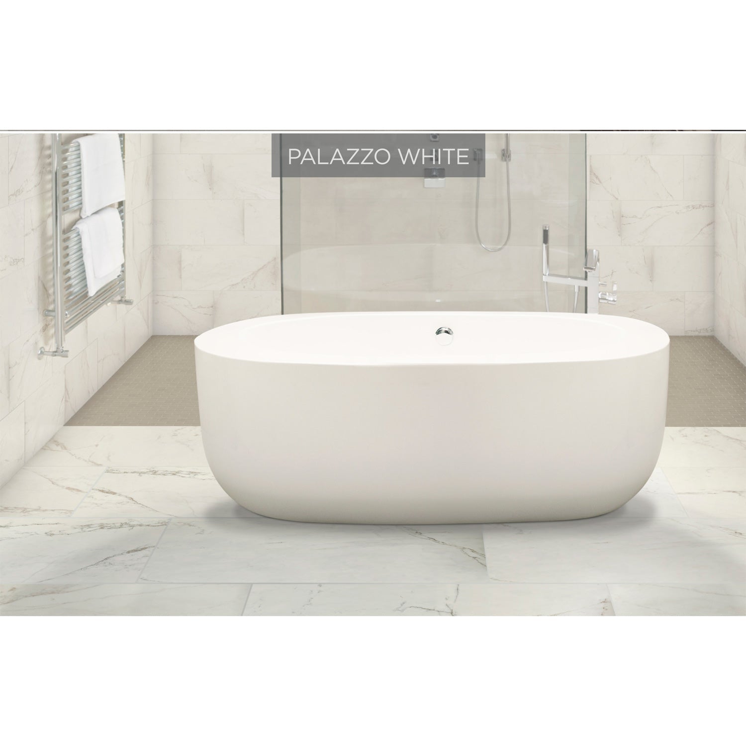 Marazzi - Classentino Marble 24 in. x 48 in. Porcelain Tile - Palazzo White Polished