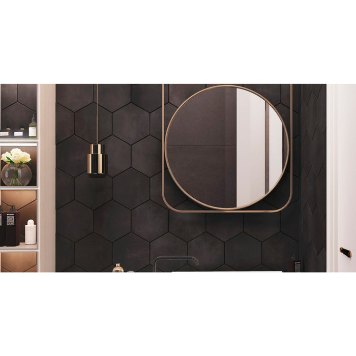 Bestile - Meraki 7.7 in. x 8.9 in. Hexagon Porcelain Tile - Base Negro Room  Scene