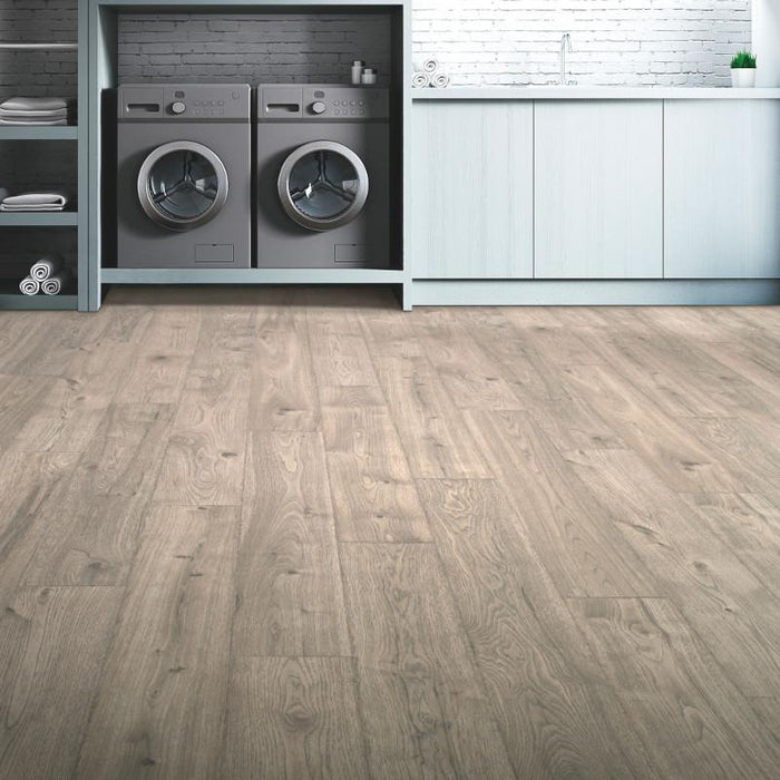 Mohawk - Revwood Plus Elderwood Laminate - Asher Gray Oak Laundry Room