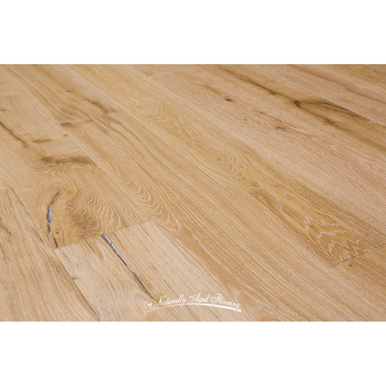 Naturally Aged Flooring - Wire Brushed Series, Oak Engineered Hardwood - Snow Cap