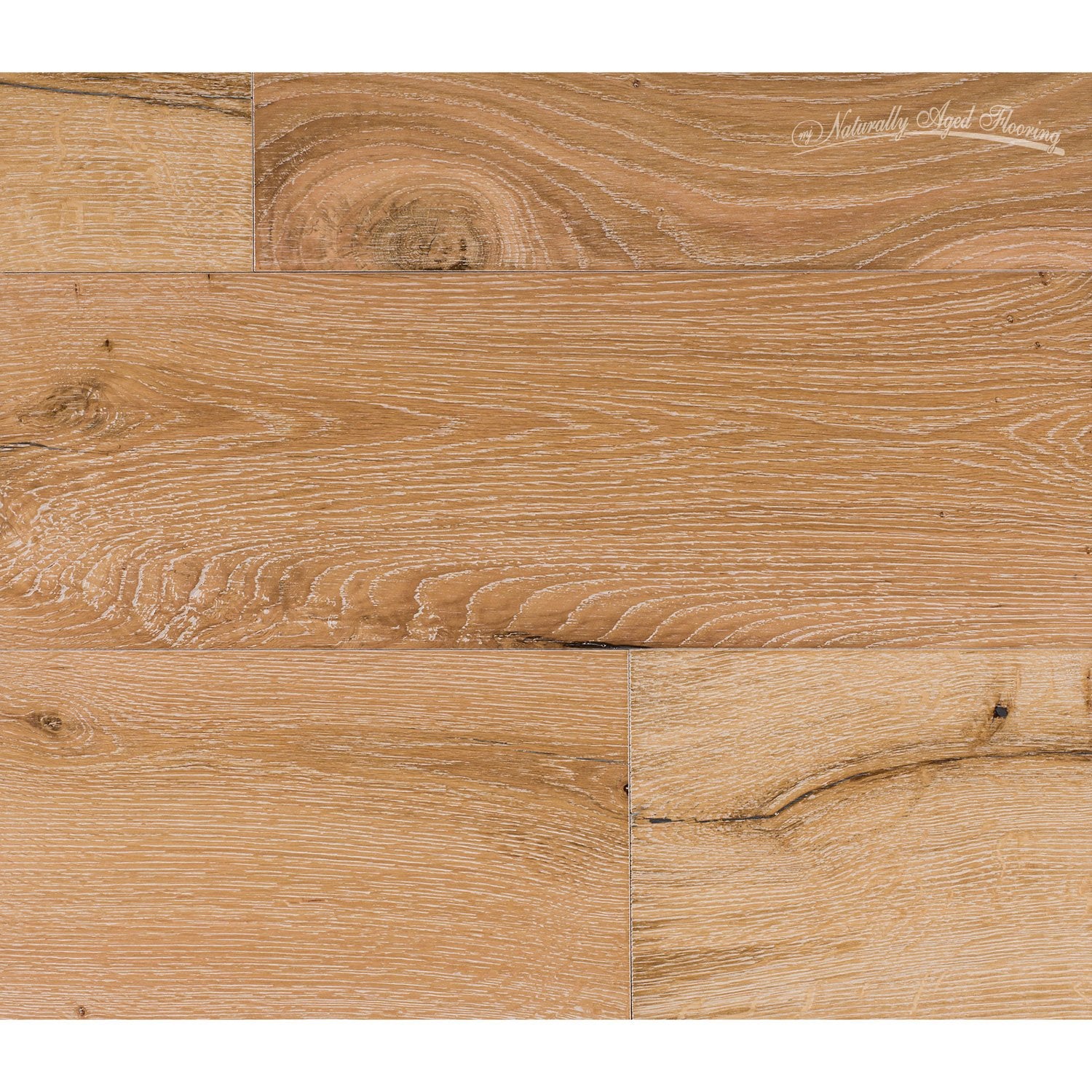 Naturally Aged Flooring - Wire Brushed Series, Oak Engineered Hardwood - Snow Cap