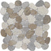 Tesoro - Ocean Stones Collection - Coin Pebble Mosaic - Light Grey, Tan, and White