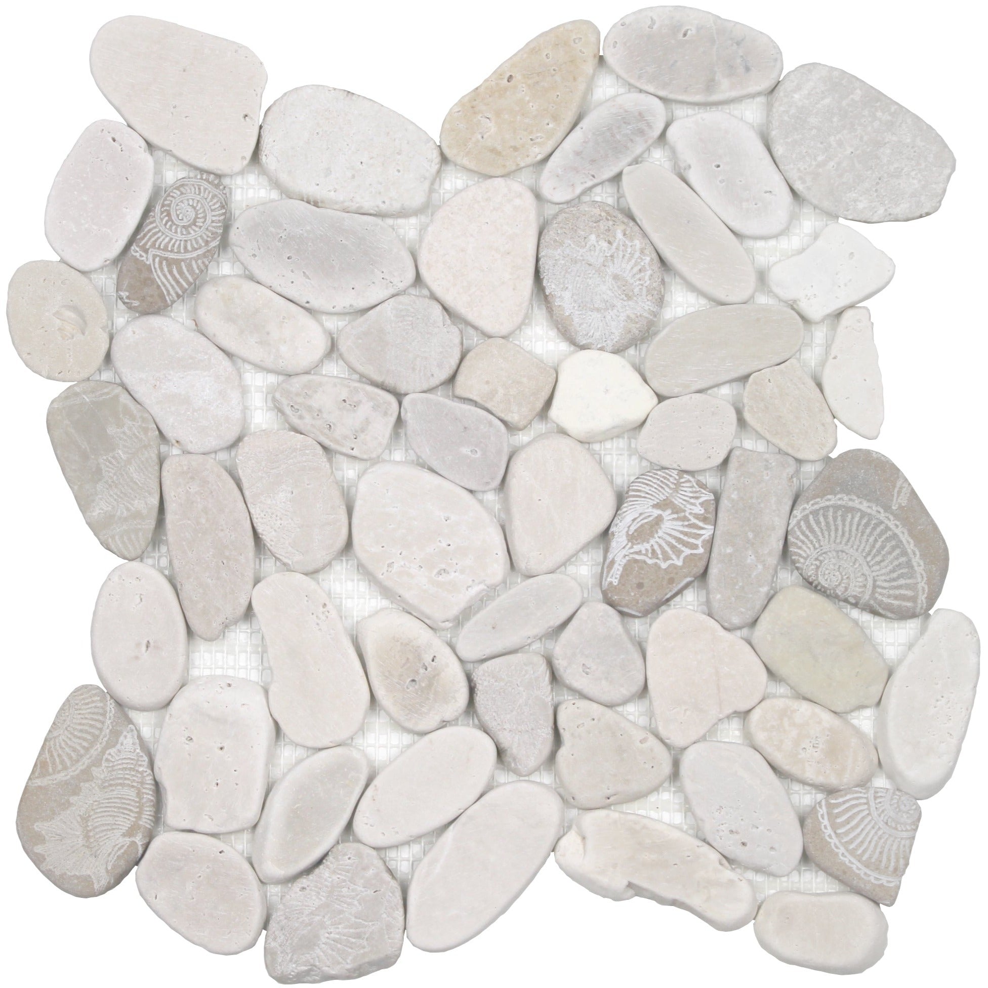 Tesoro - Ocean Stones Collection - Sliced Pebble Mosaic - Fossil Light Color