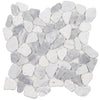 See Tesoro - Ocean Stones Collection - Sliced Pebble Mosaic - Terrazzo Carrara Bardiglio White