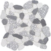 See Tesoro - Ocean Stones Collection - Sliced Pebble Mosaic - Terrazzo Carrara Nero Smoke