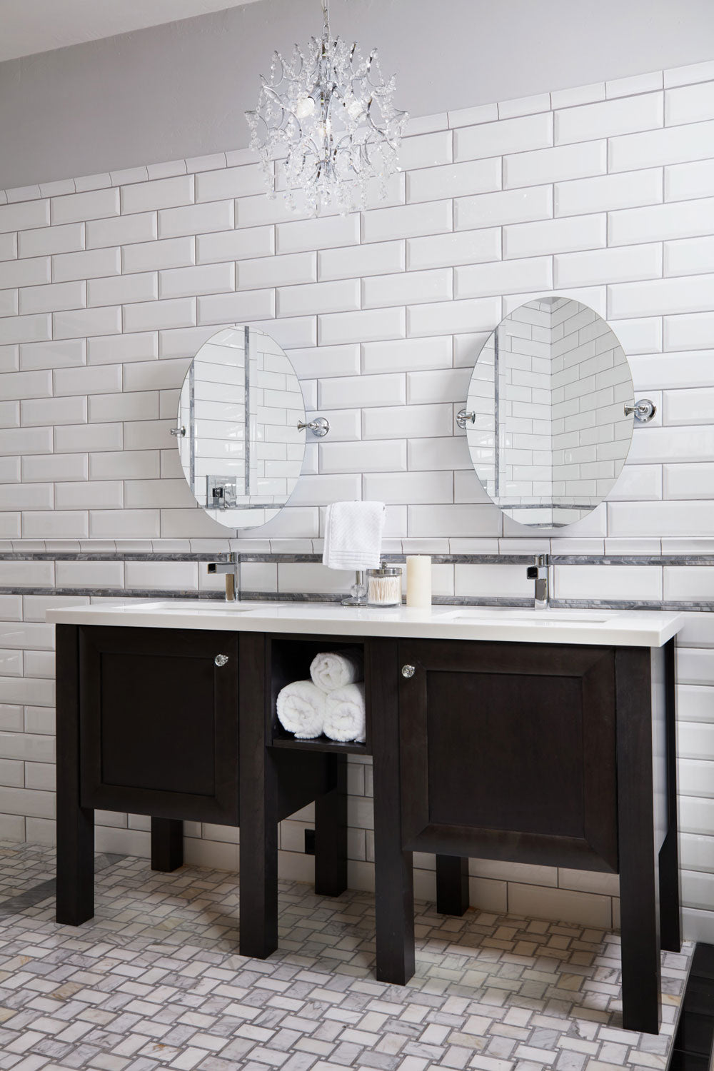 Arizona Tile - Paloma 4&quot; x 16&quot; Wall Tile - Cotton Bevel Glossy Bathroom Install