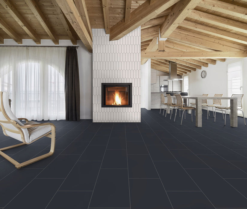 Arizona Tile - Paloma 3" x 12" Picket - Cloud Glossy Fireplace Install