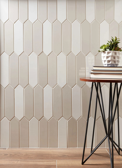 Arizona Tile - Paloma 3" x 12" Picket - Cloud Glossy Installed