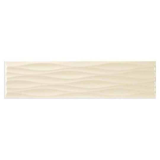 Tesoro - Krea 4&quot; x 16&quot; Ceramic Wall Tile - Vanilla Ripple Glossy