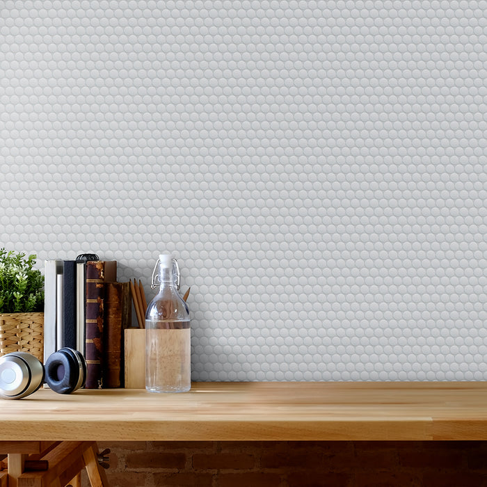 CommodiTile - Elements Pennyround Mosaic - Oxygen Installed