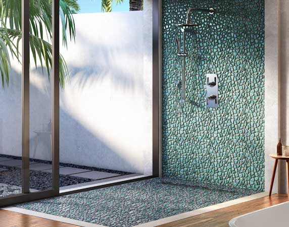 Maniscalco - Pele Pebbles - Teal Tide Shower Install