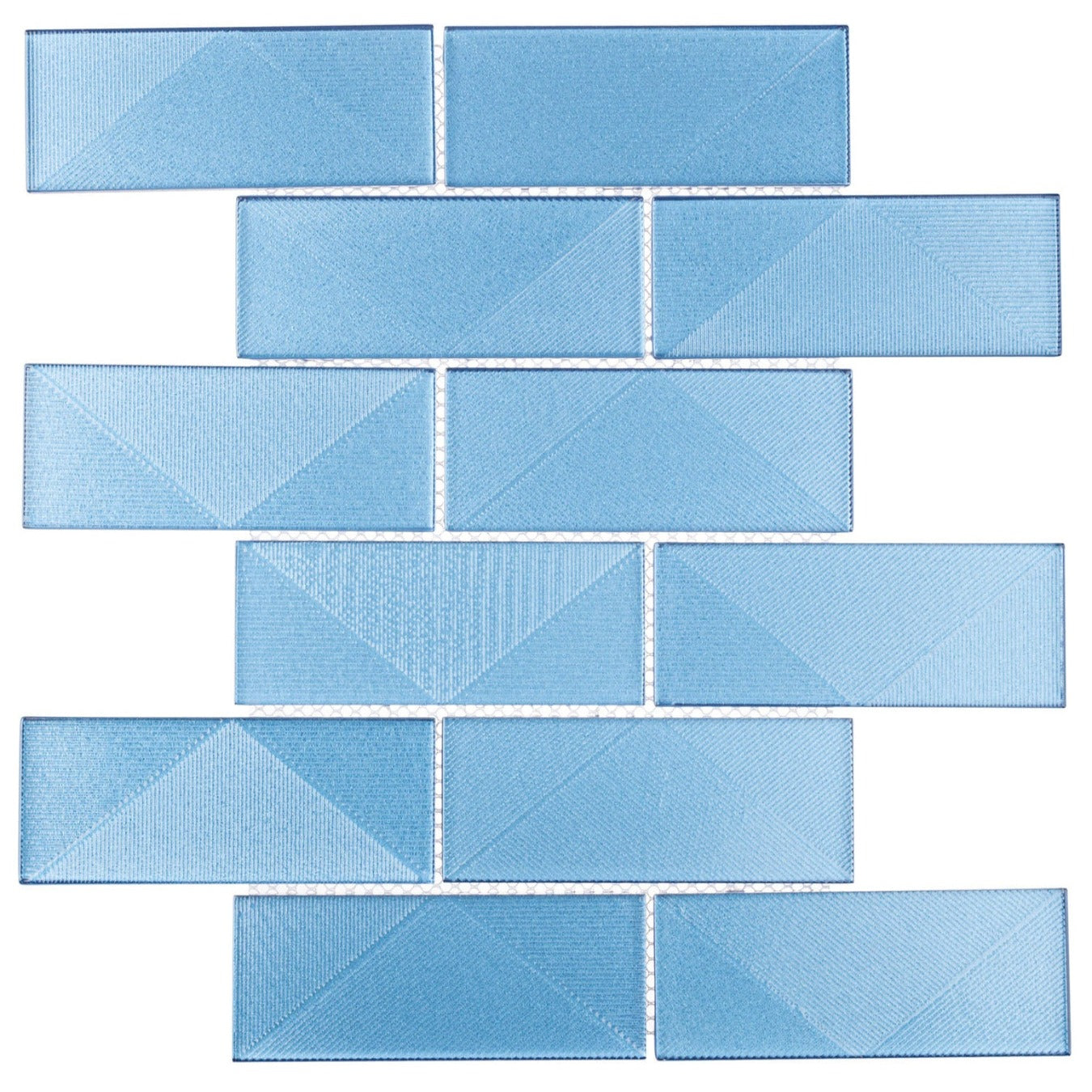 Pyradime Collection - 2" x 6" Textured Glass Mosaic - Viva Calypso