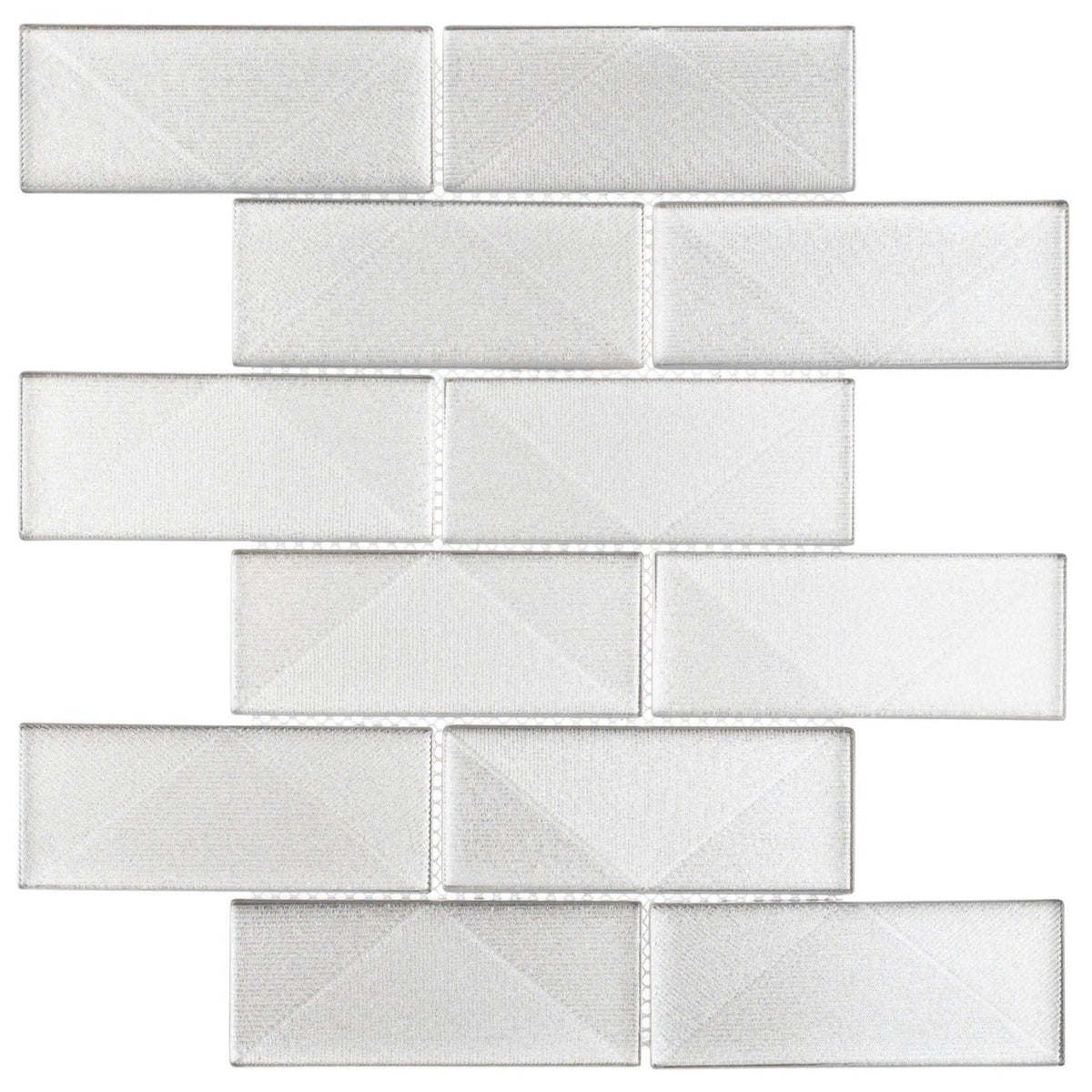 Pyradime Collection - 2&quot; x 6&quot; Textured Glass Mosaic - Laurel Point