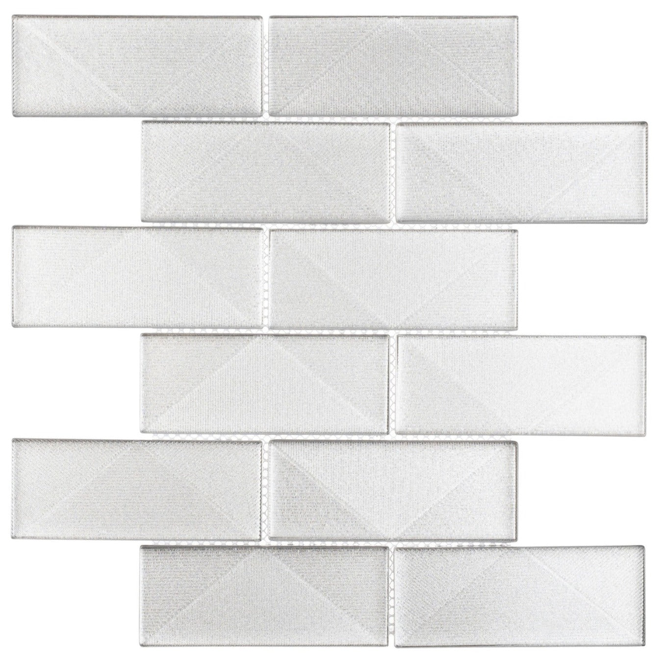 Pyradime Collection - 2" x 6" Textured Glass Mosaic - Laurel Point