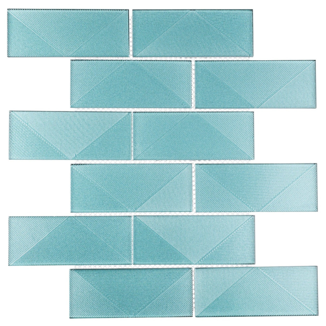 Pyradime Collection - 2" x 6" Textured Glass Mosaic - Coastal Breeze