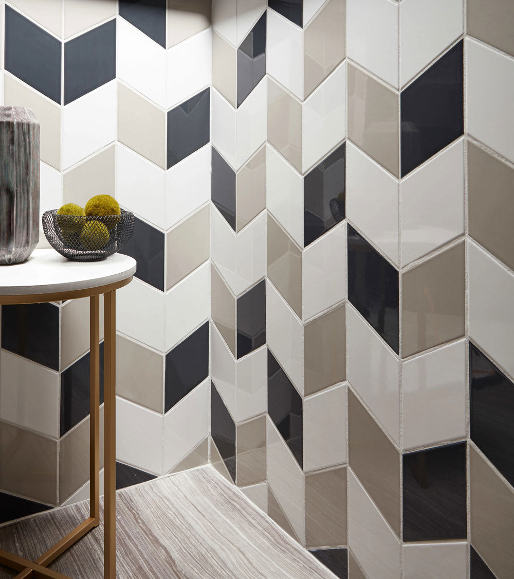 Arizona Tile - Paloma 6&quot; x 10&quot; Rhomboid - Steel Glossy Installed