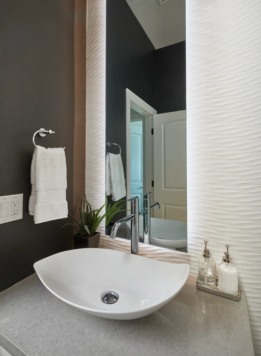 Arizona Tile - 3D Series - 12" x 22" Ceramic Tile - White Twist wall installation