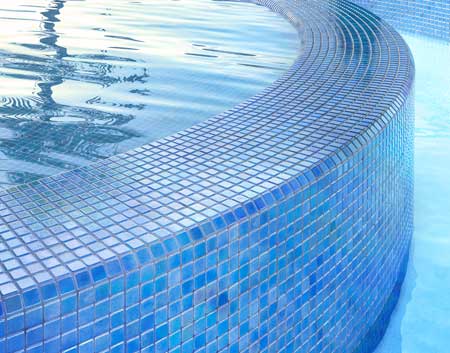 Maniscalco - Reflections Series - 1&quot; x 1&quot; Glass Squares Mosaic - Cerulean pool installation