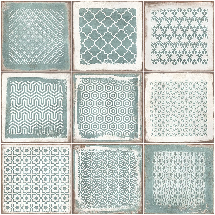 Soho Studio - Bernalillo Deco 8" x 8" Porcelain Tile - Green