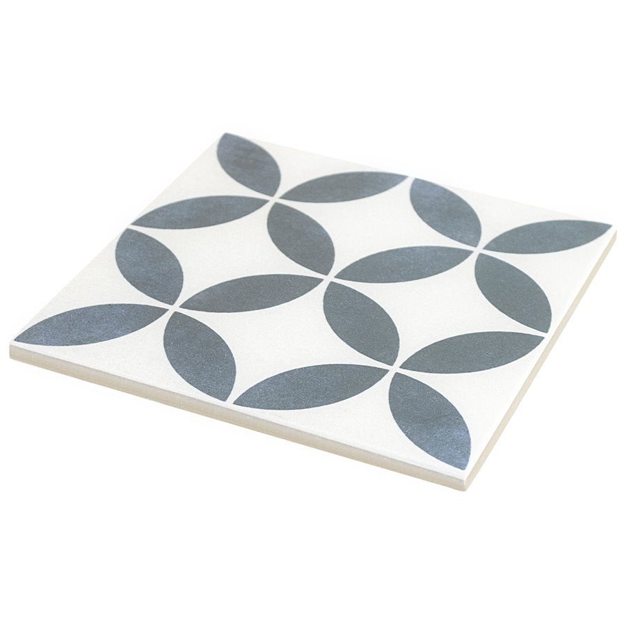 Soho Studio - Dhar 9" x 9" Porcelain Tile - White Petals