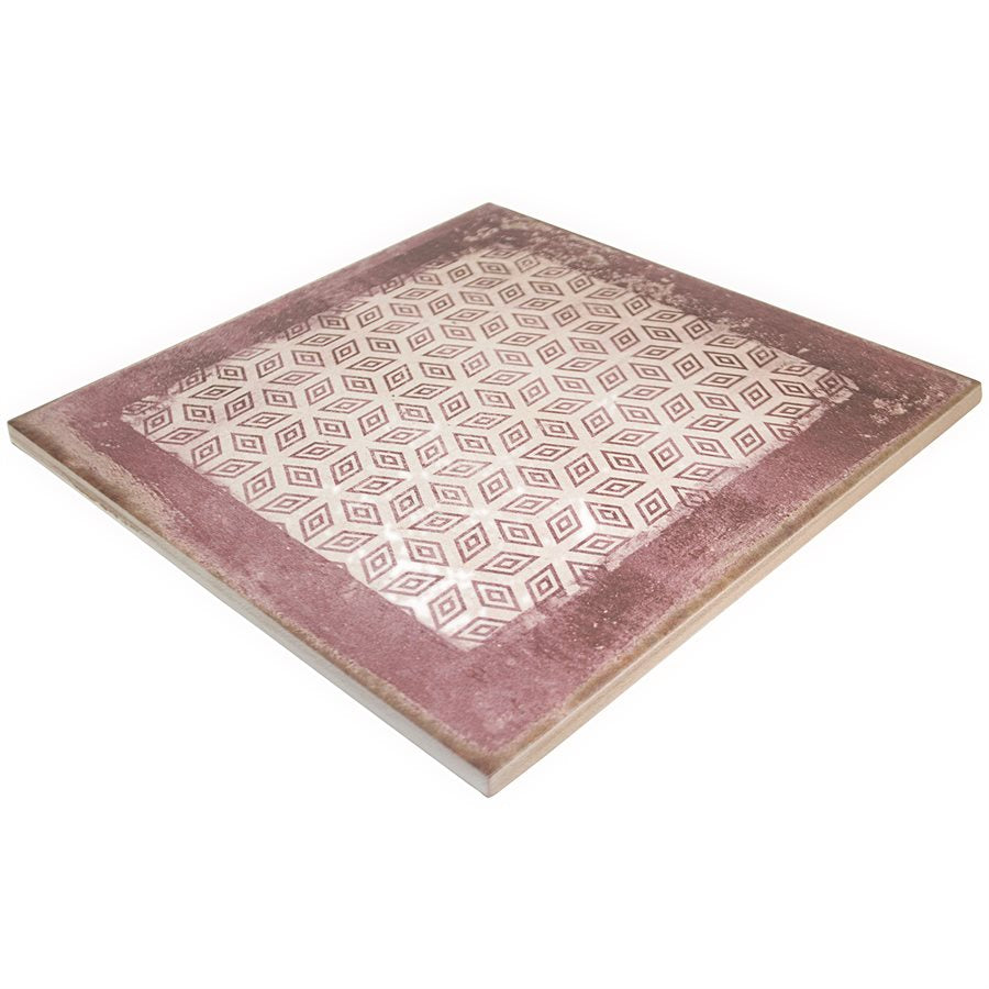 Soho Studio - Bernalillo Deco 8" x 8" Porcelain Tile - Pink Rose