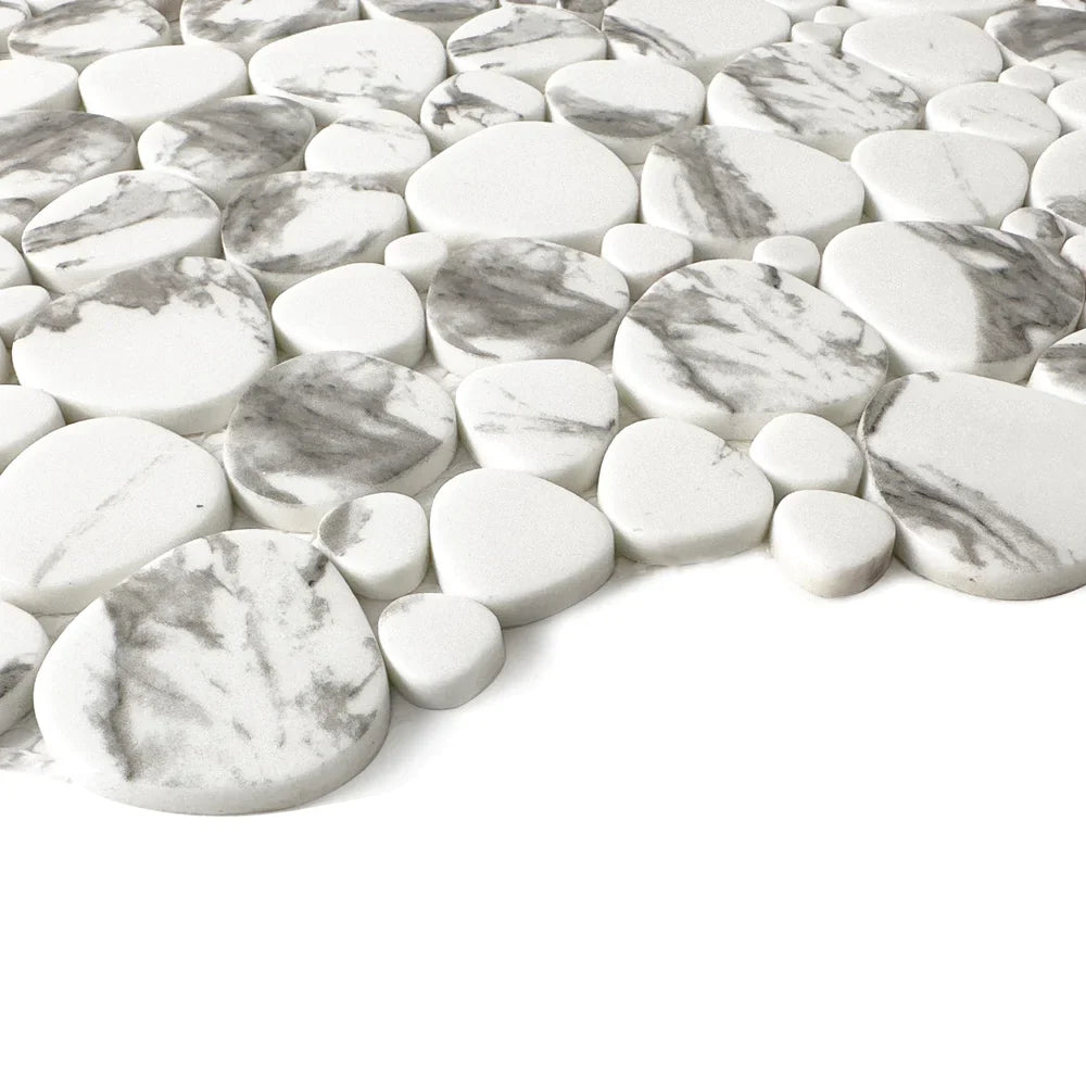 Lungarno - Simple Stone Glass Mosaic - Bianco Pebble