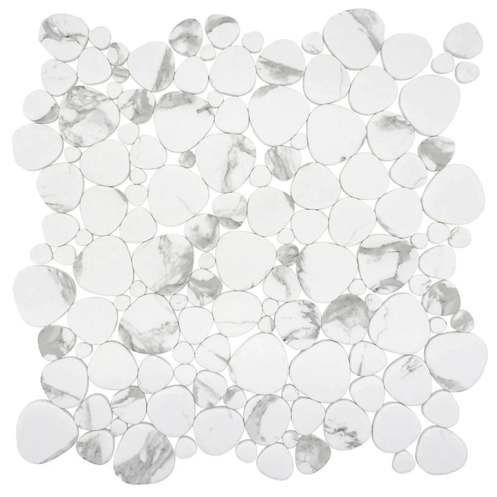 Lungarno - Simple Stone Glass Mosaic - Bianco Pebble