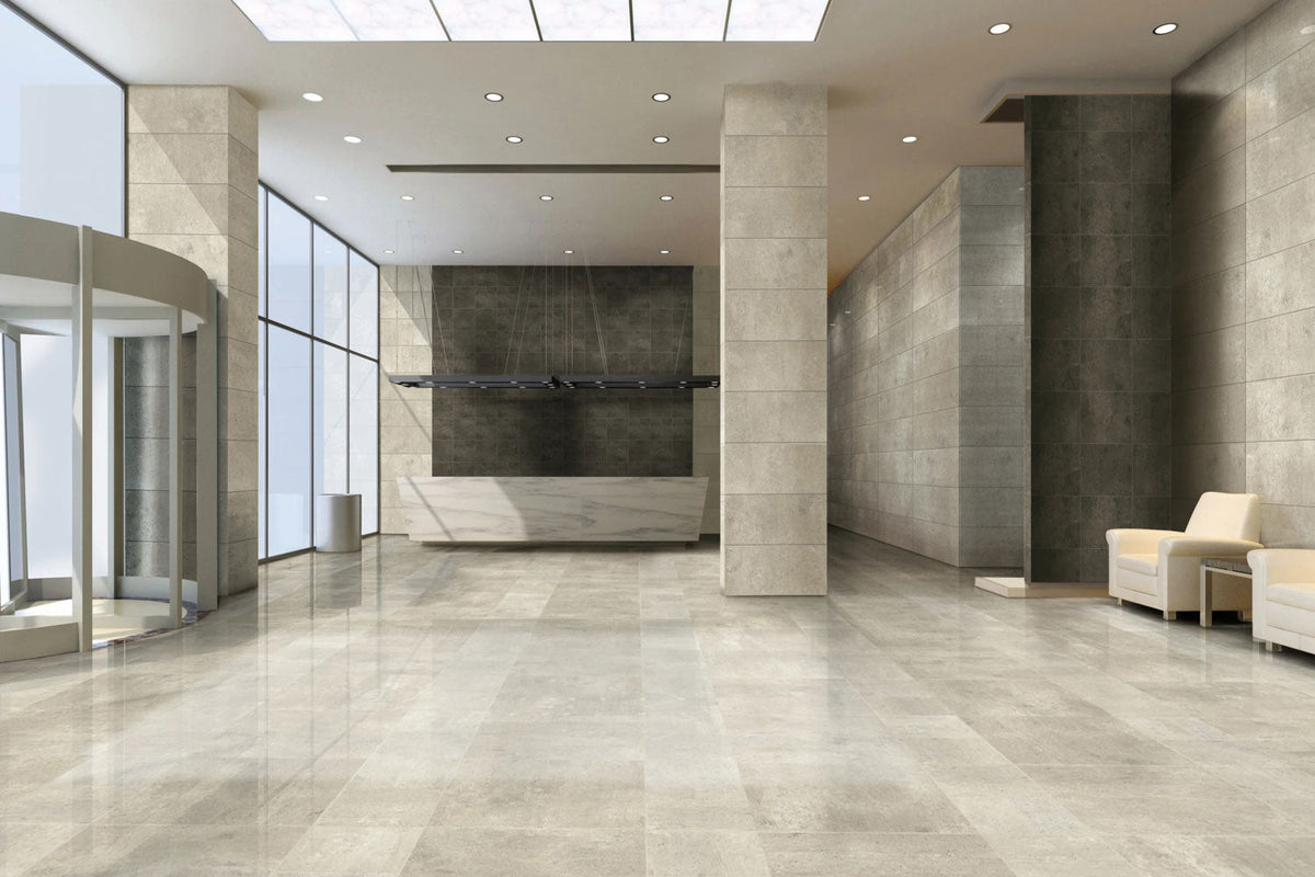 Bedrosians - Simply Modern 12&quot; x 24&quot; Floor &amp; Wall Tile - Creme Installed