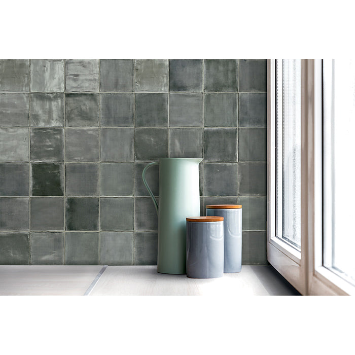 Sartoria - T Square Collection - 6 in. x 6 in. Wall Tile - Fresh Thyme Installed