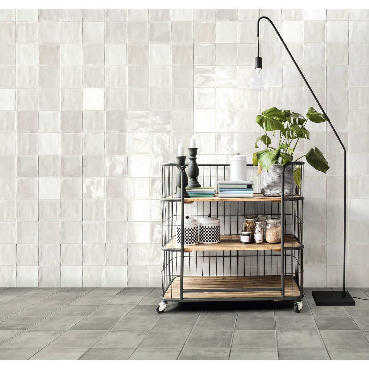 Sartoria - T Square Collection - 6 in. x 6 in. Wall Tile - Pure Linen Installed