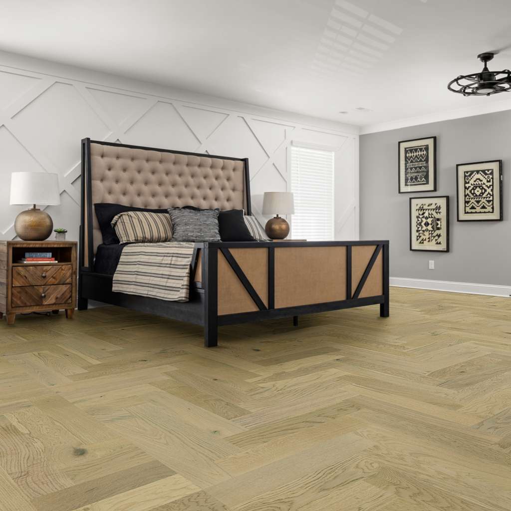 Shaw - Empire Oak Herringbone Hardwood - 01028 Carnegie Installed