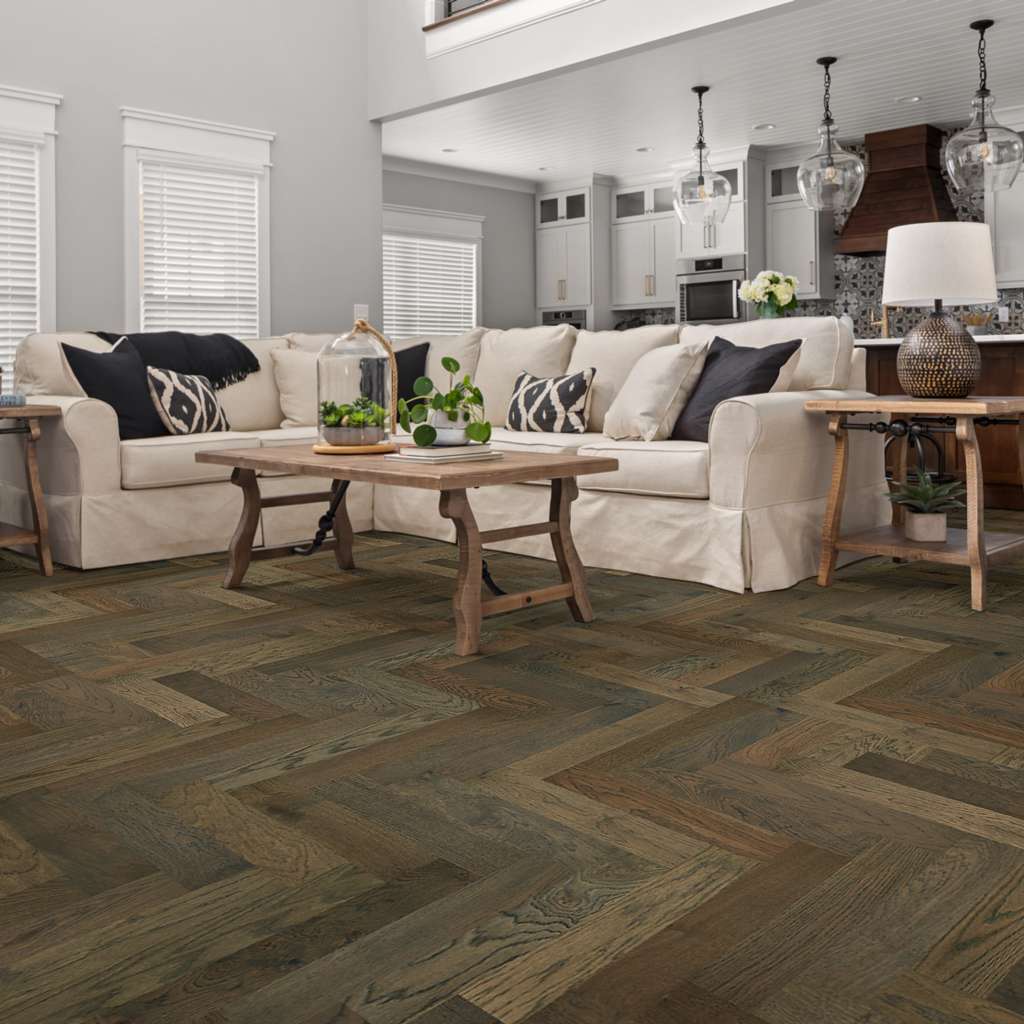 Shaw - Empire Oak Herringbone Hardwood - 07024 Morgan Installed