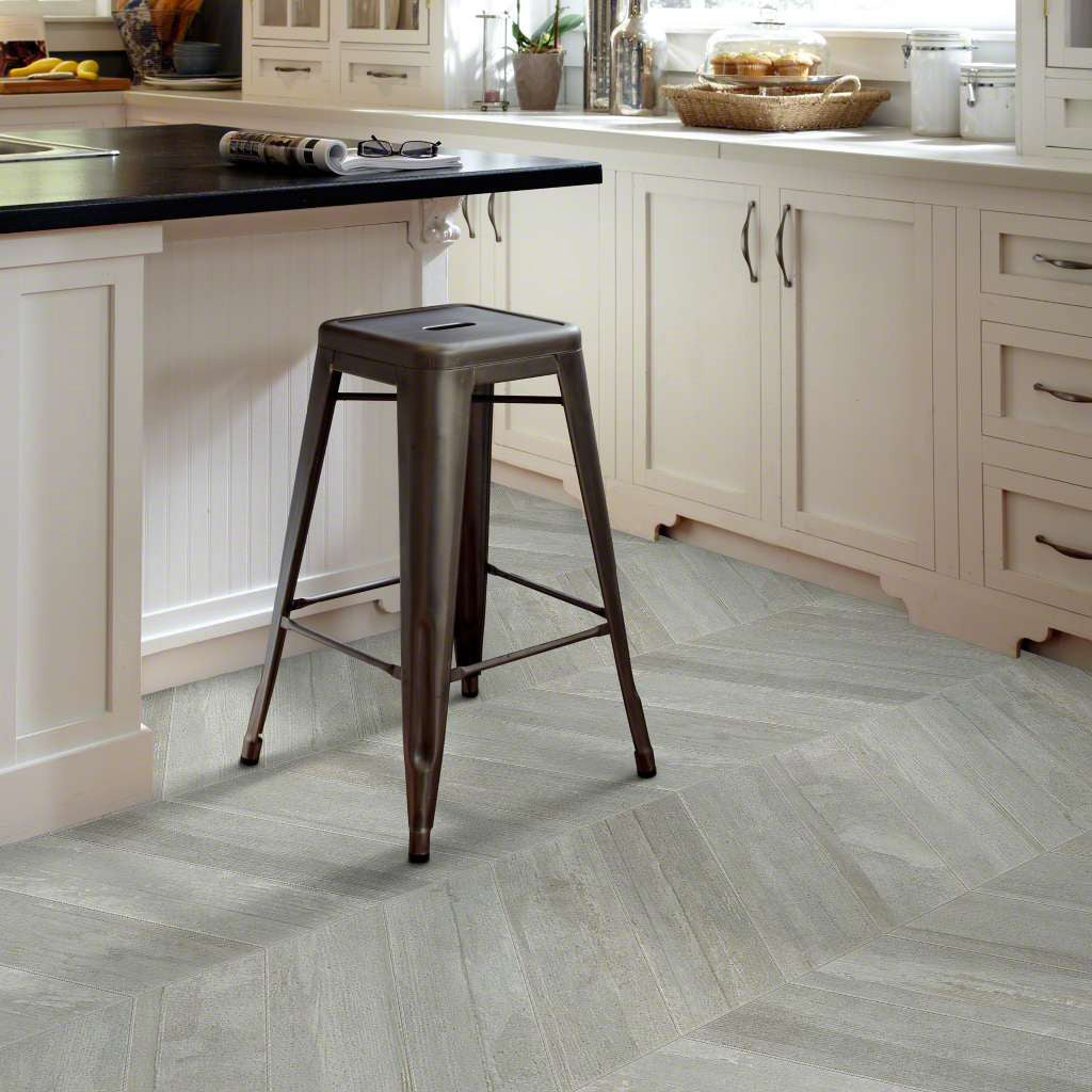 Shaw Floors - Glee Chevron Glazed Porcelain Tile - Gray Lifestyle