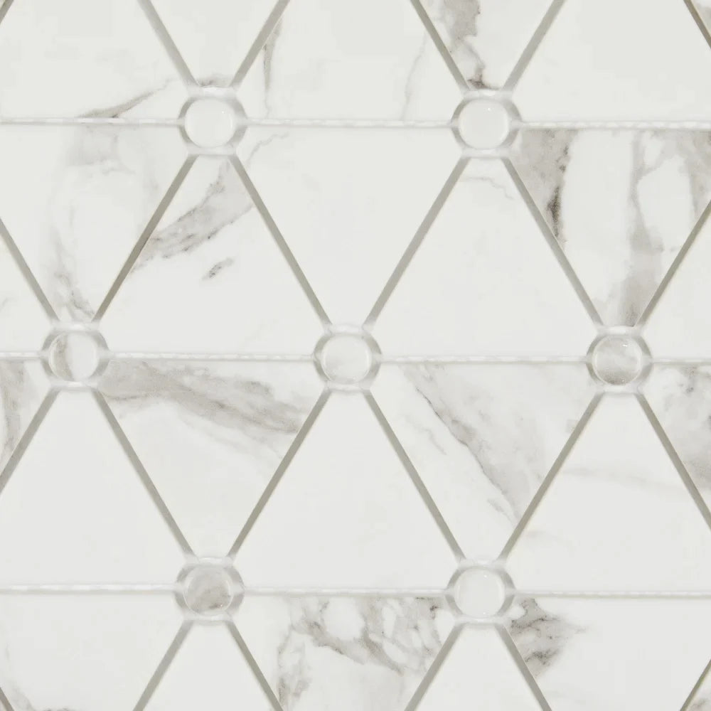 Lungarno - Simple Stone Glass Mosaic - Bianco Triangle Close View