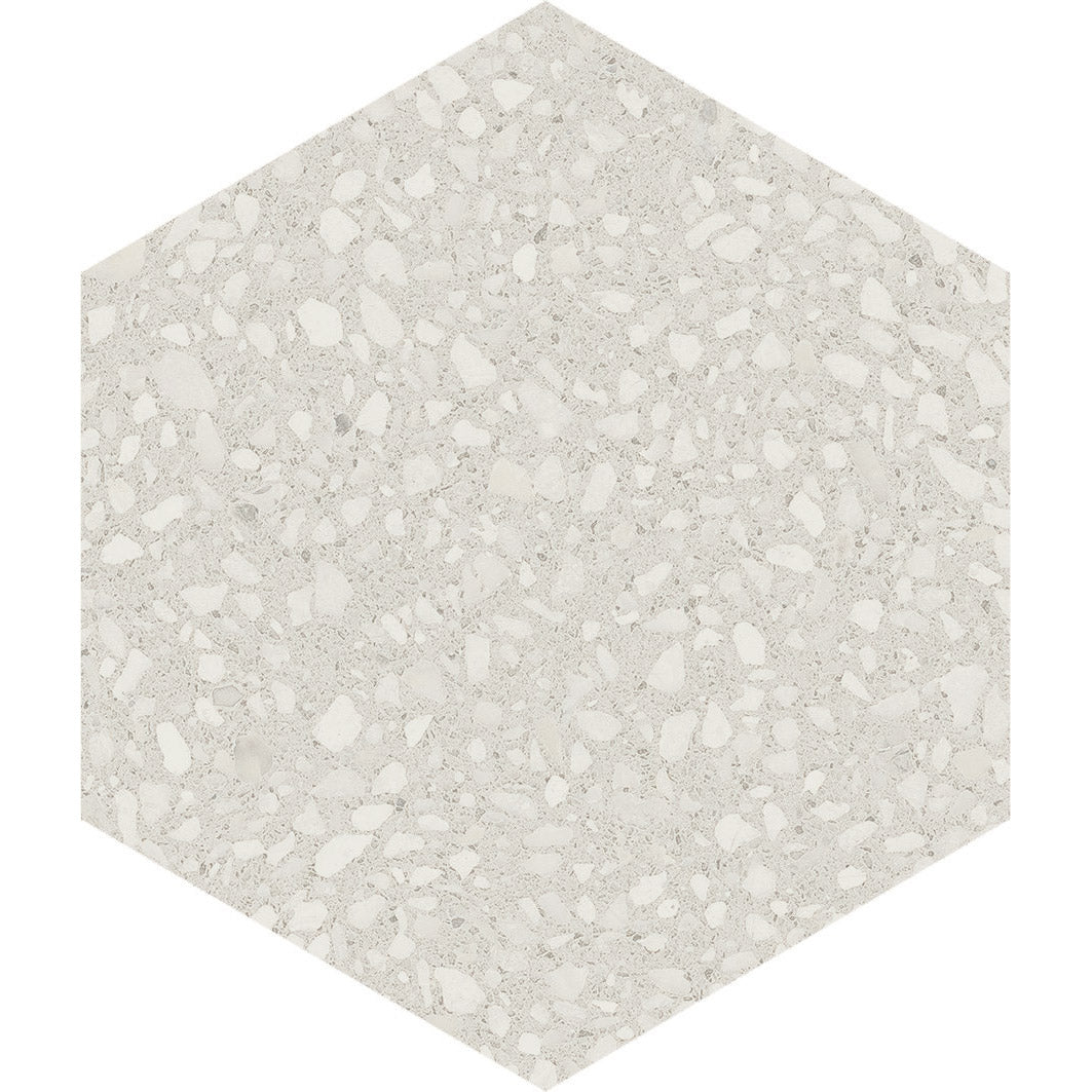 Soci Tile - Terrazzo Hexagon 9&quot; x 10&quot; Porcelain Tile - White