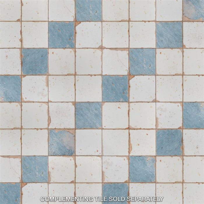 SomerTile - Artisan Ceramic Tile - Bianco Installed w/ Blue Tile