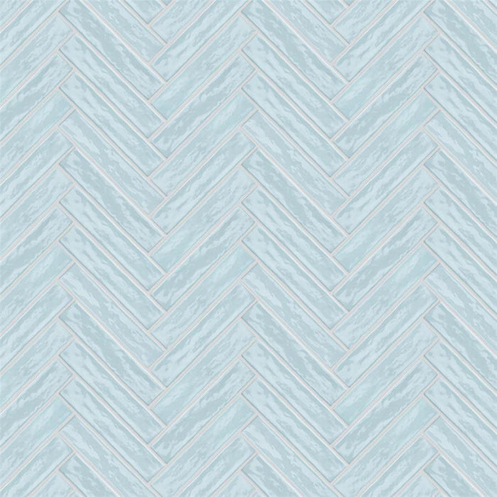 SomerTile - Chester 2" x 10" Subway Tile - Acqua Herringbone Install