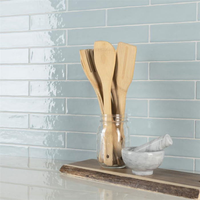 SomerTile - Chester 2" x 10" Subway Tile - Acqua Kitchen Install