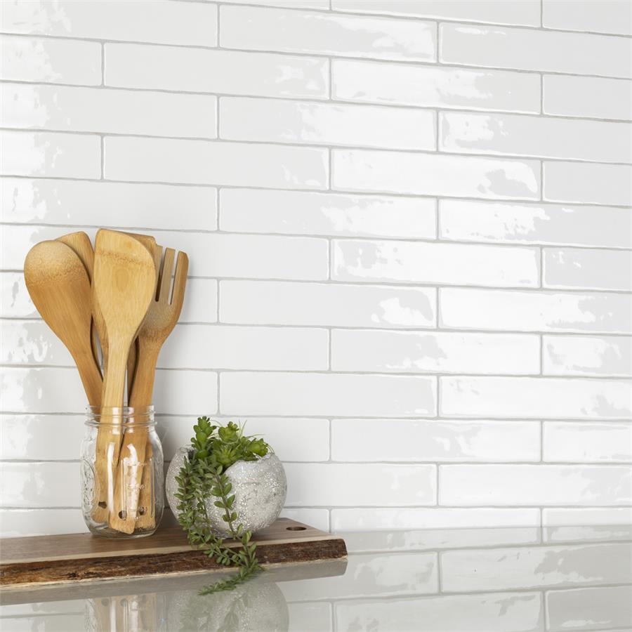 SomerTile - Chester 2&quot; x 10&quot; Subway Tile - Bianco Installed