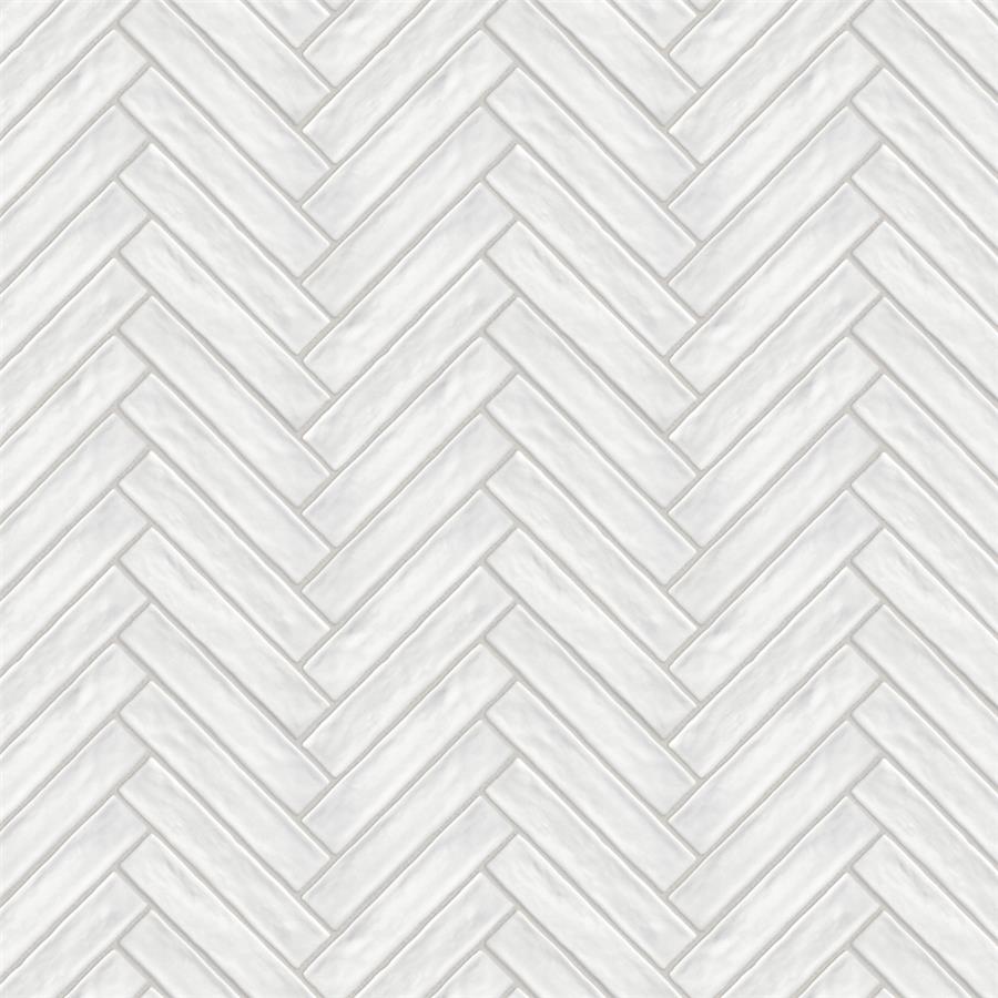SomerTile - Chester 2&quot; x 10&quot; Subway Tile - Matte Bianco Herringbone Layout
