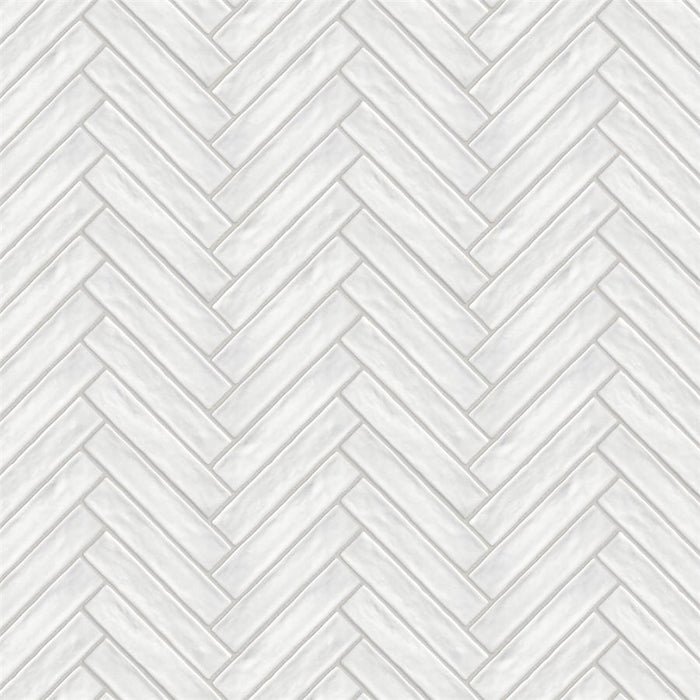 SomerTile - Chester 2" x 10" Subway Tile - Matte Bianco Herringbone Layout