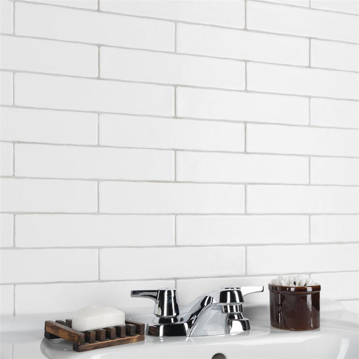 SomerTile - Chester 2" x 10" Subway Tile - Matte Bianco Installed