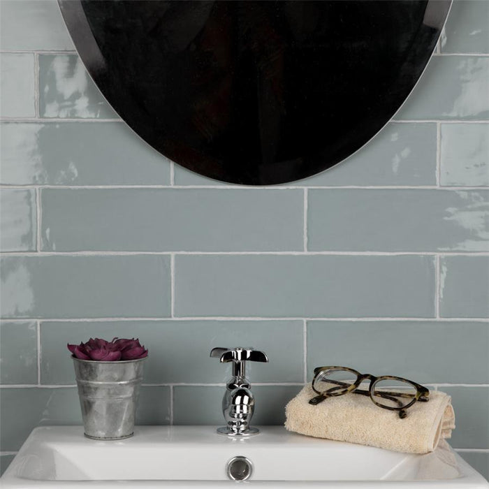 SomerTile - Chester 3" x 12" Subway Tile - Acqua Installed