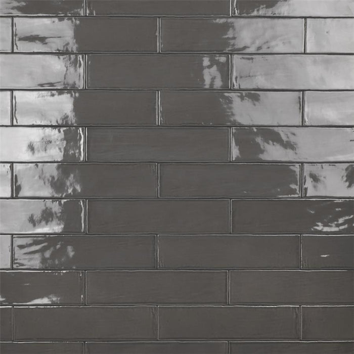 SomerTile - Chester 3" x 12" Subway Tile - Grafito Installed