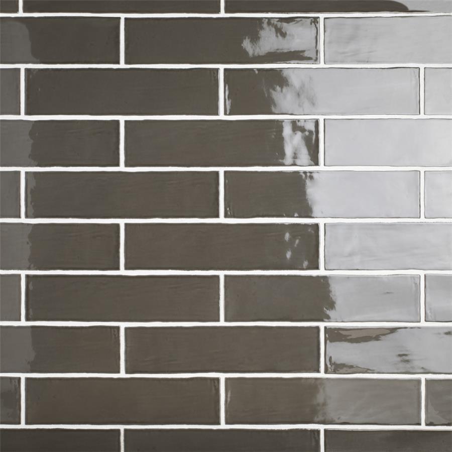 SomerTile - Chester 3&quot; x 12&quot; Subway Tile - Grafito White Grout Installed