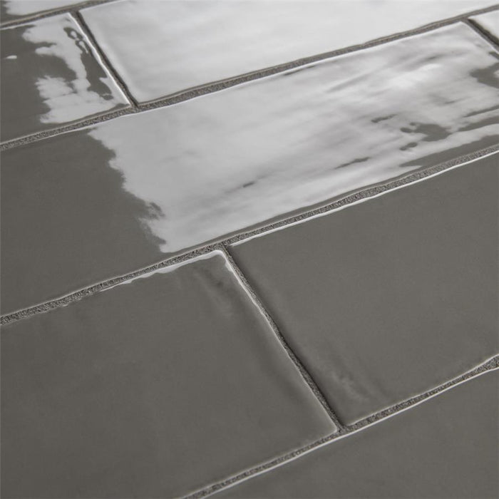 SomerTile - Chester 3" x 12" Subway Tile - Grey Close