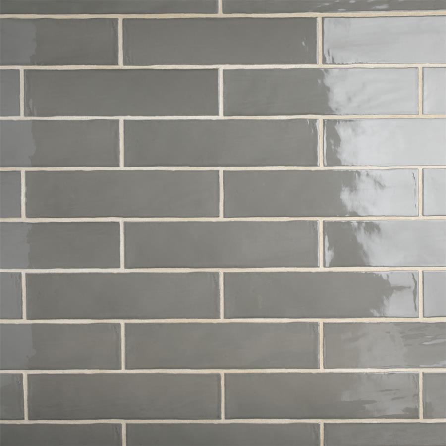 SomerTile - Chester 3" x 12" Subway Tile - Grey w/ Light Grout