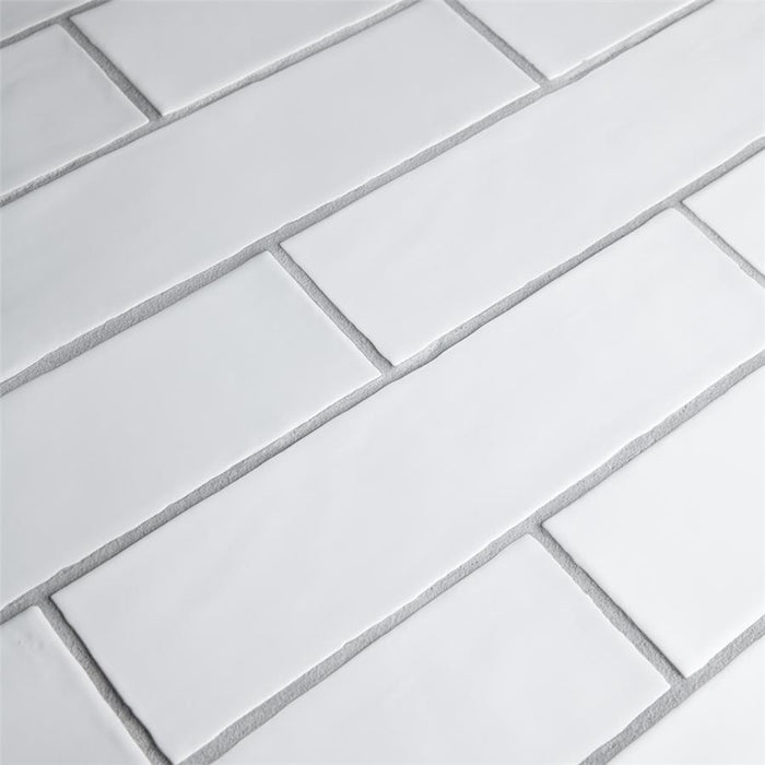 SomerTile - Chester 3" x 12" Subway Tile - Matte Bianco Close