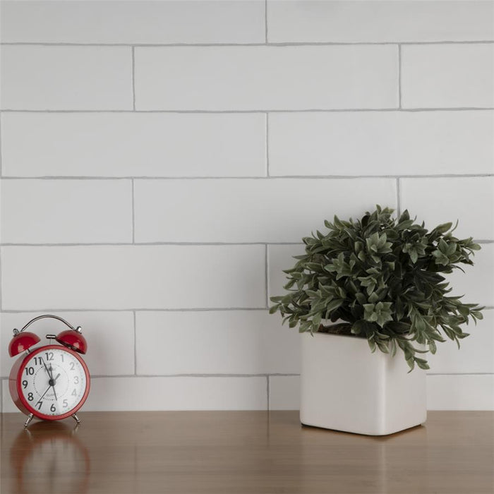 SomerTile - Chester 3" x 12" Subway Tile - Matte Bianco Close Install